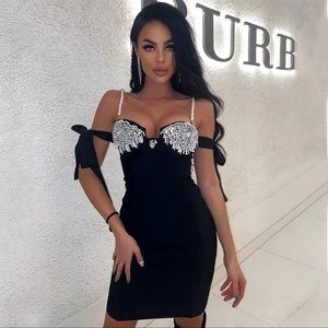 Black and crystal embellished dresss